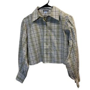 SANS SOUCI Plaid Green Plaid Blazer Size XS